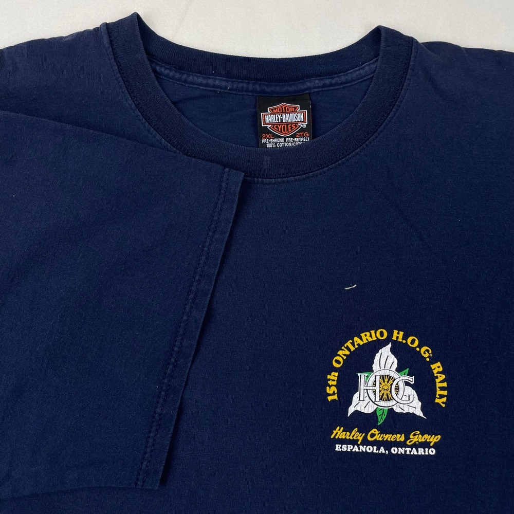 Harley-Davidson T Shirt Mens 2XL Navy Blue 2003 Ontario Provincial HOG Rally Tee